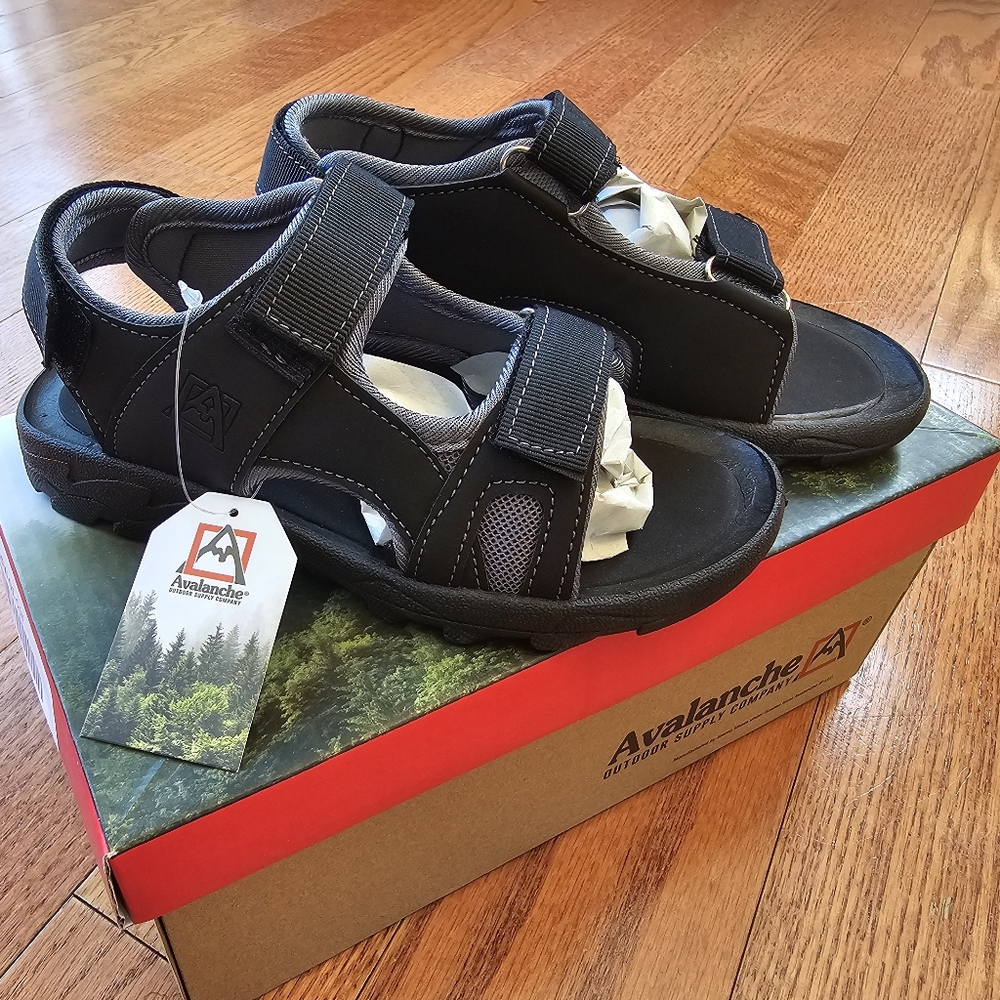 Avalanche Boys Sport Sandals - Size 11T - Black & Grey - NWT